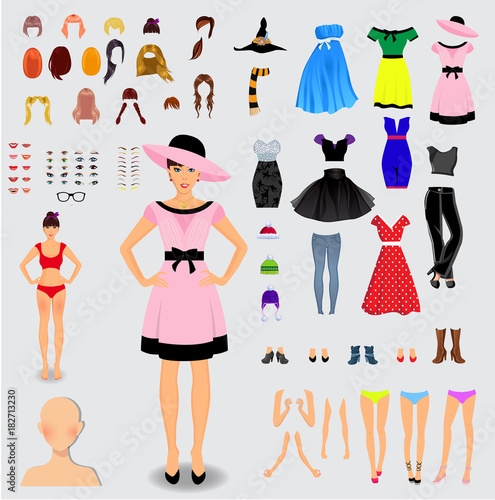 Big set for creation unique female character.