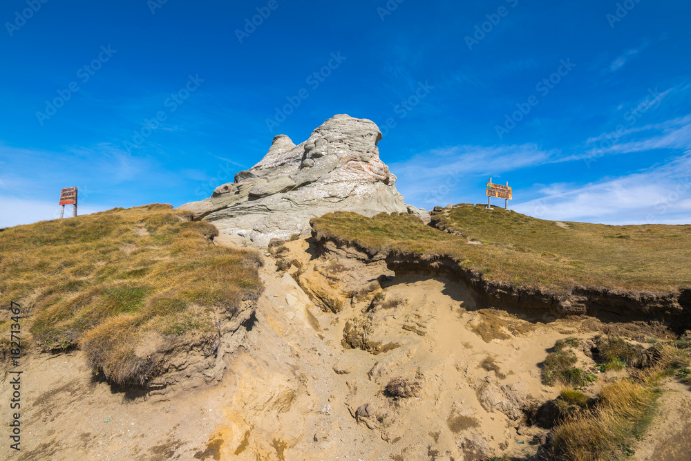 Hiking trail The Burned Rock (Piatra Arsa), Caraiman Cross, The Old Women (Babele), Sphinx the Anthropomorphic megalith,  Juniper Valley Bucegi National Park, Carpathians Mountains,  Romania