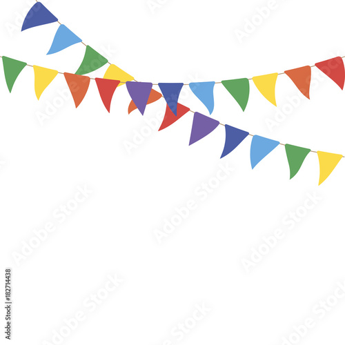 Colorful party flags. Celebrate flags. Party background with flags