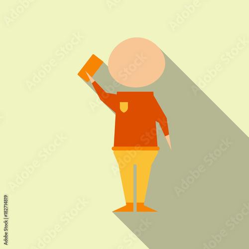 Card Referee Warning in flat style with shadow
