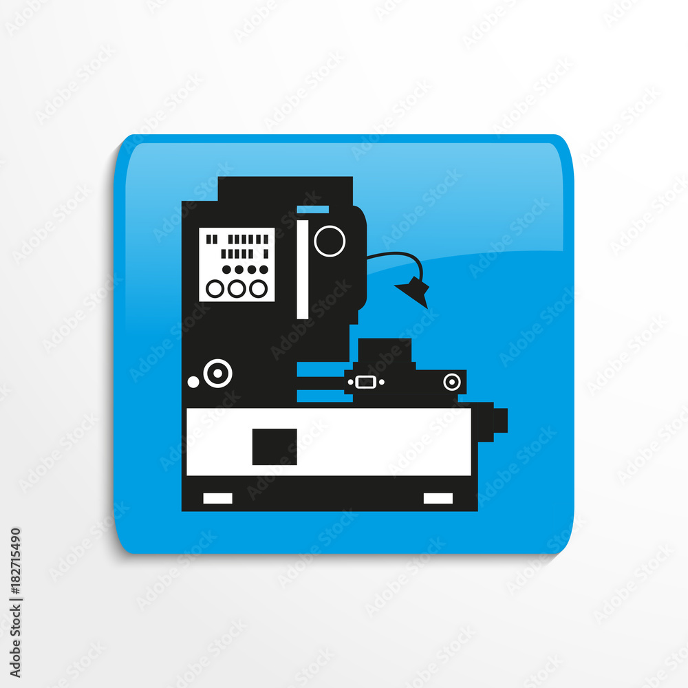 Industrial equipment in production. Machine. Vector icon in black and white on a specific background. Industrial equipment in production. Machine. Vector icon in black and white on a specific background.