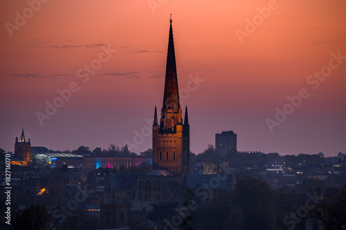 Norwich Cathedral  from Mousehold Heath at Sunset photo