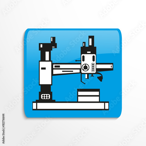 Industrial equipment in production. Machine. Vector icon in black and white on a specific background.