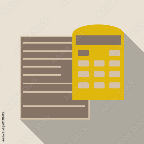 Tax accounting, budget calculation. Clipboard, tax form, calculator. Flat design graphic elements, flat icons set. Premium quality. Modern concepts. Vector illustration