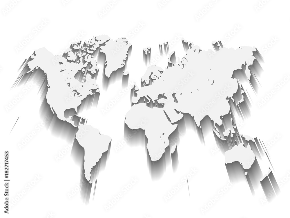 White Vector Map of World. Modern flat design with dropped long shadow ...