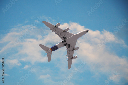 Airplane in the sky , background for traveling and holiday, domestic or international flight. 3d illustration.