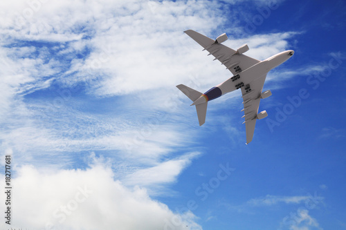 Airplane in the sky , background for traveling and holiday, domestic or international flight. 3d illustration.