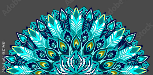 Peacock open tail fan