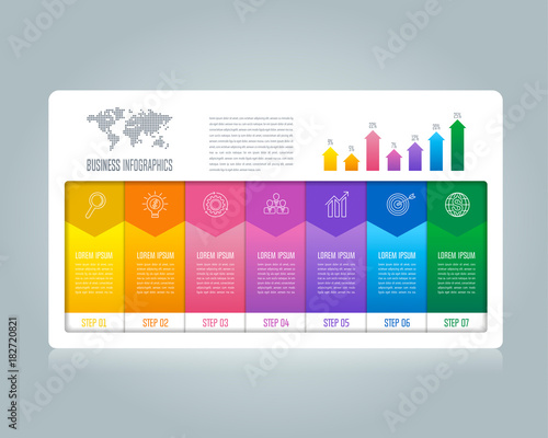 Creative concept for infographic with 7 options, parts or processes.
