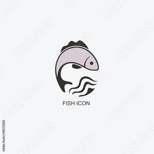 Fish logo template for design. Icon of seafood restaurant. Illustration of graphic flat style