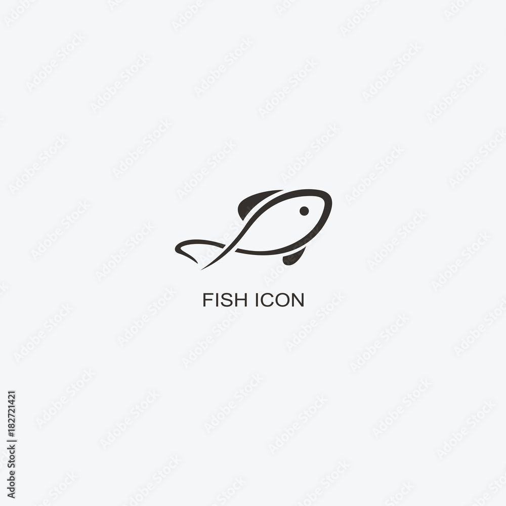 Fish logo template for design. Icon of seafood restaurant..Animals in a natural environment. Illustration of graphic flat style Fish logo template for design. Icon of seafood restaurant..Animals in a natural environment. Illustration of graphic flat style