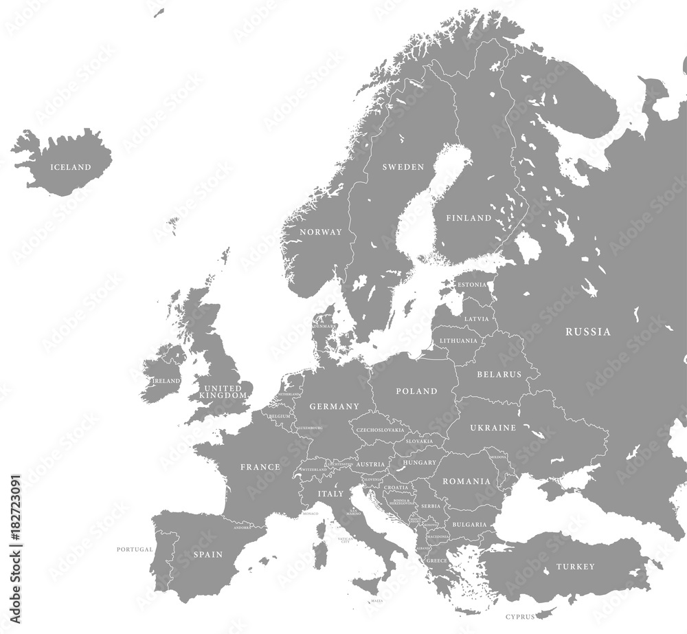 Fototapeta premium Vector Grey Europe Map