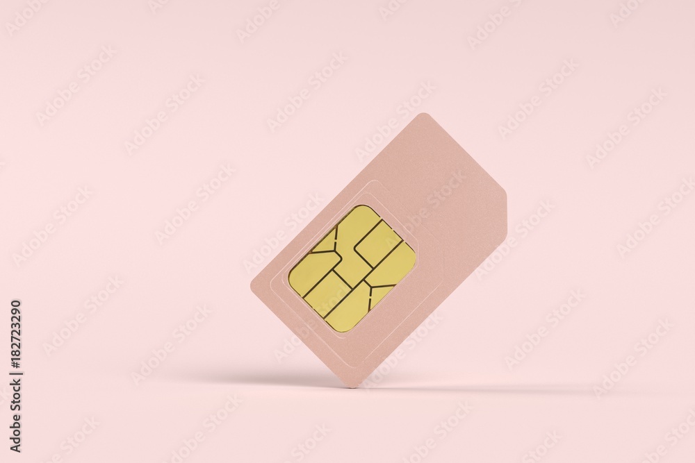 Pink sim card on pink pastel background. sweet communication concept Pink sim card on pink pastel background. sweet communication concept