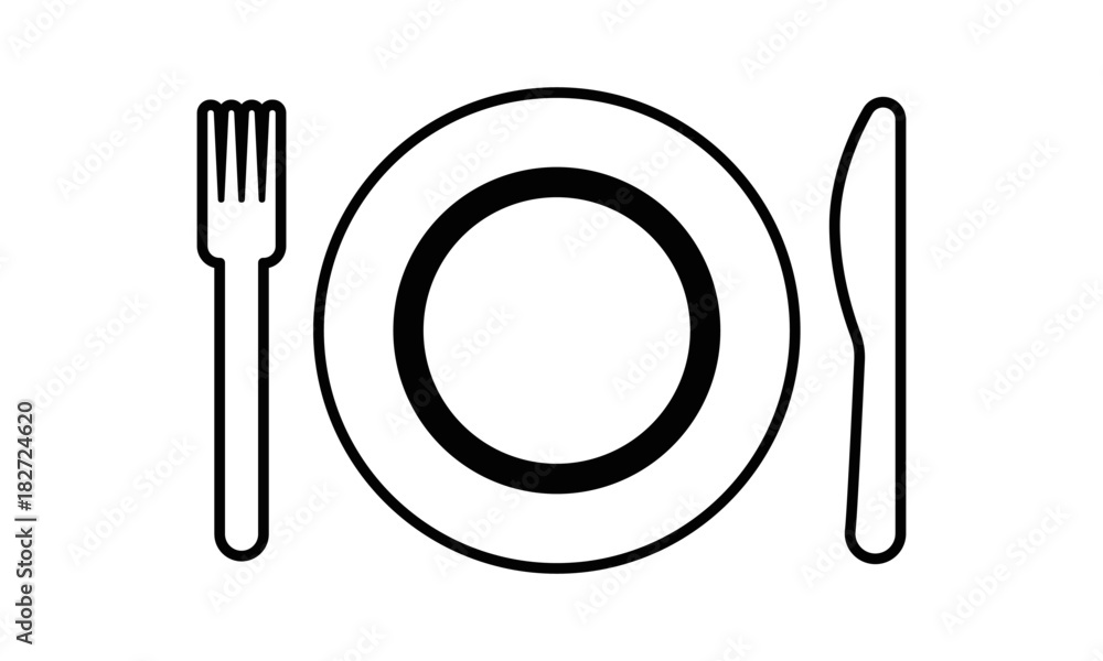 Fine Dine Plate Icon. Illustration of Fork, Knife and Plate. Fine Dine Plate Icon. Illustration of Fork, Knife and Plate.