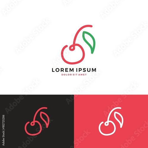 cherry logo vector line art outline download