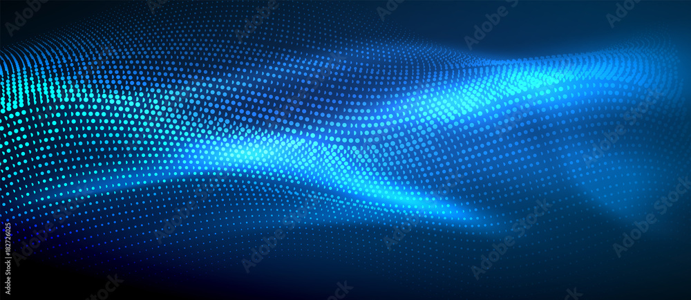 Glowing abstract wave on dark, shiny motion Glowing abstract wave on dark, shiny motion