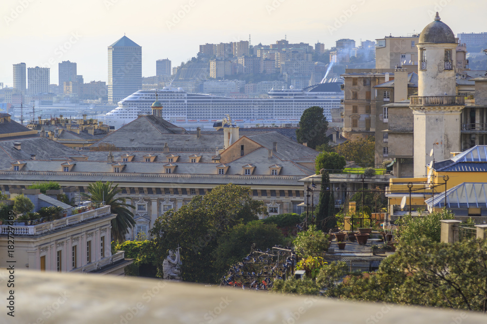 A view on the port of Genova in Italy