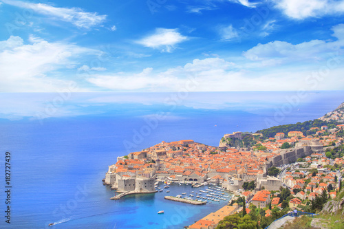 Beautiful view of the historic city of Dubrovnik, Croatia on a sunny day.