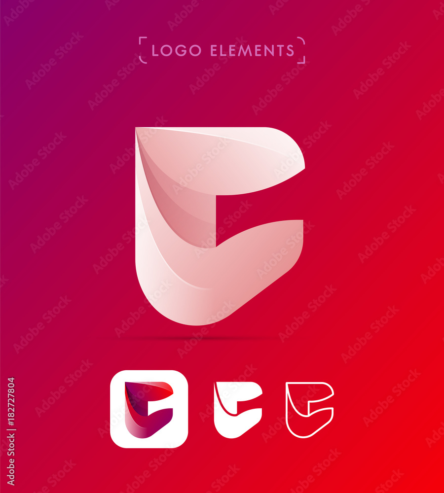 Vector abstract futuristic origami letter C logo design template ...