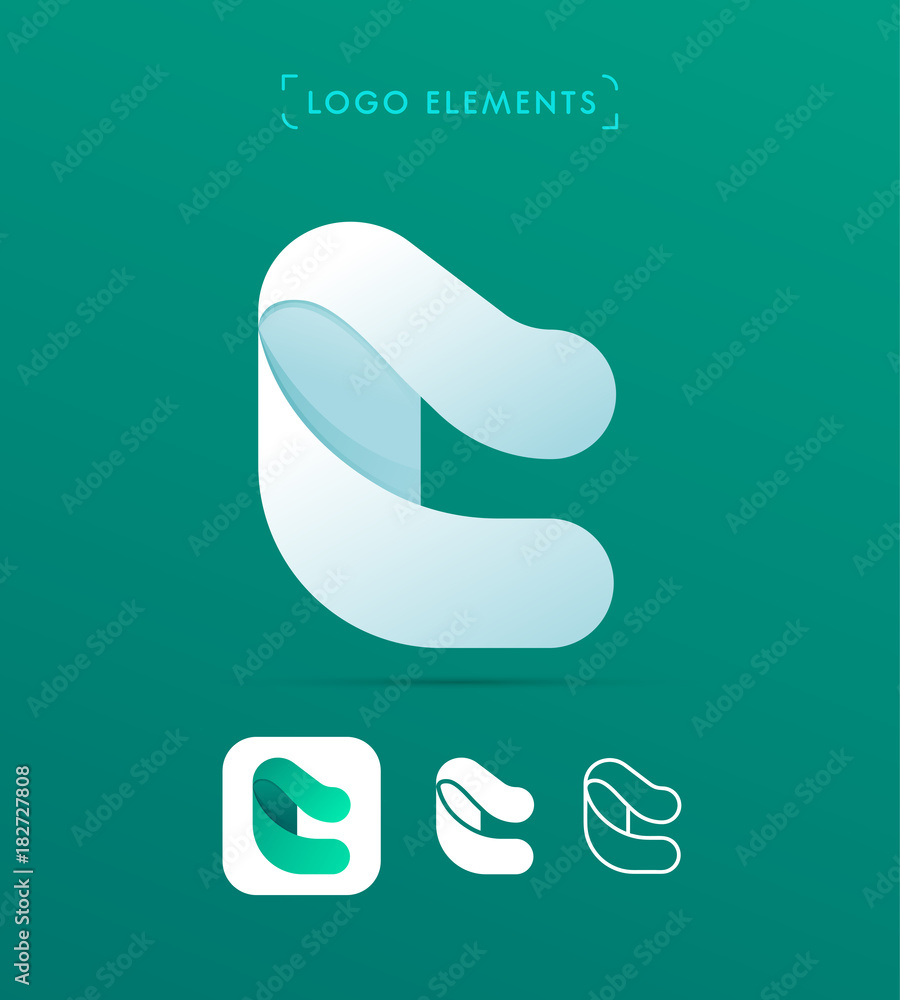 Vector abstract futuristic origami letter C logo design template ...