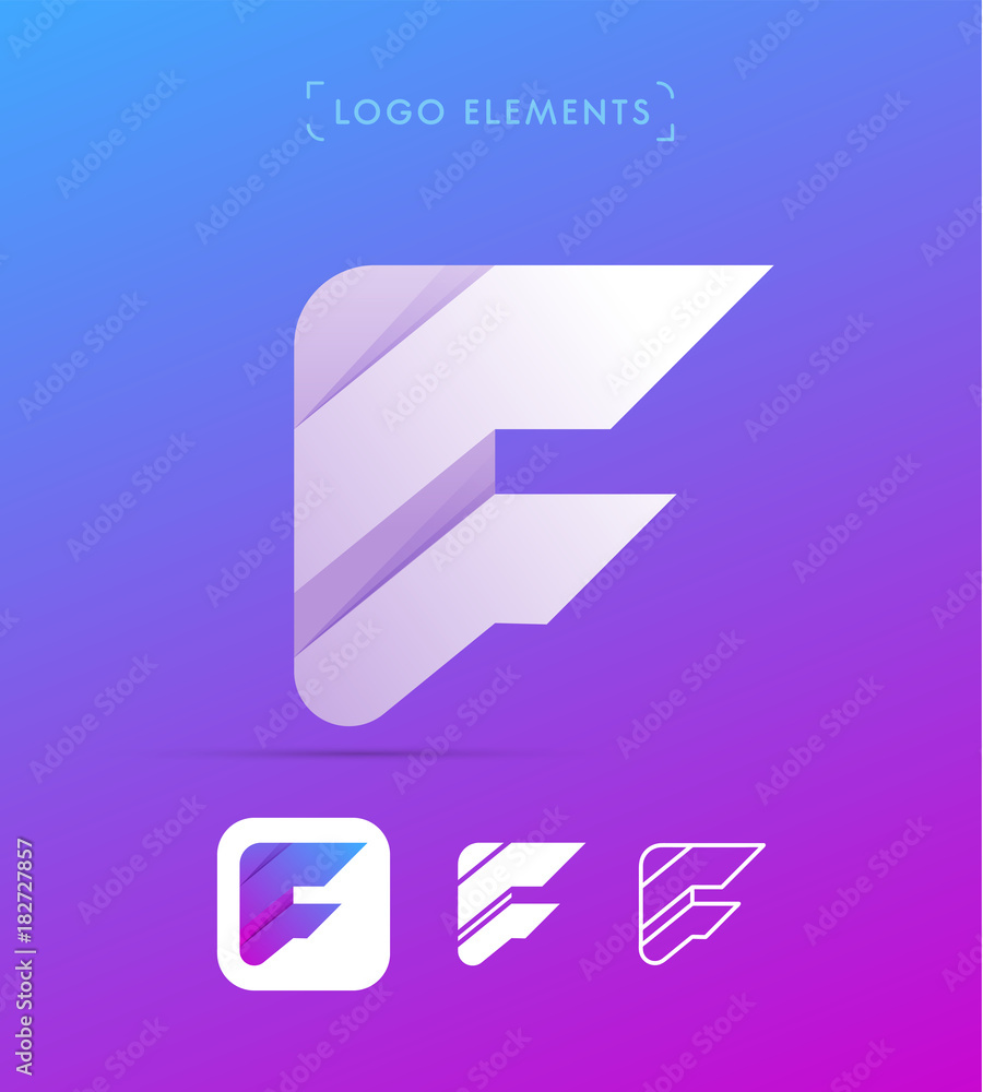 Vector abstract futuristic origami letter F logo design template. Material design, flat and line-art style. Application icon Vector abstract futuristic origami letter F logo design template. Material design, flat and line-art style. Application icon