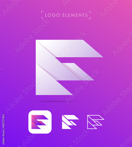 Vector abstract futuristic origami letter F logo design template. Material design, flat and line-art style. Application icon