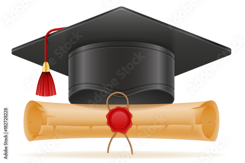 academic graduation mortarboard square cap vector illustration