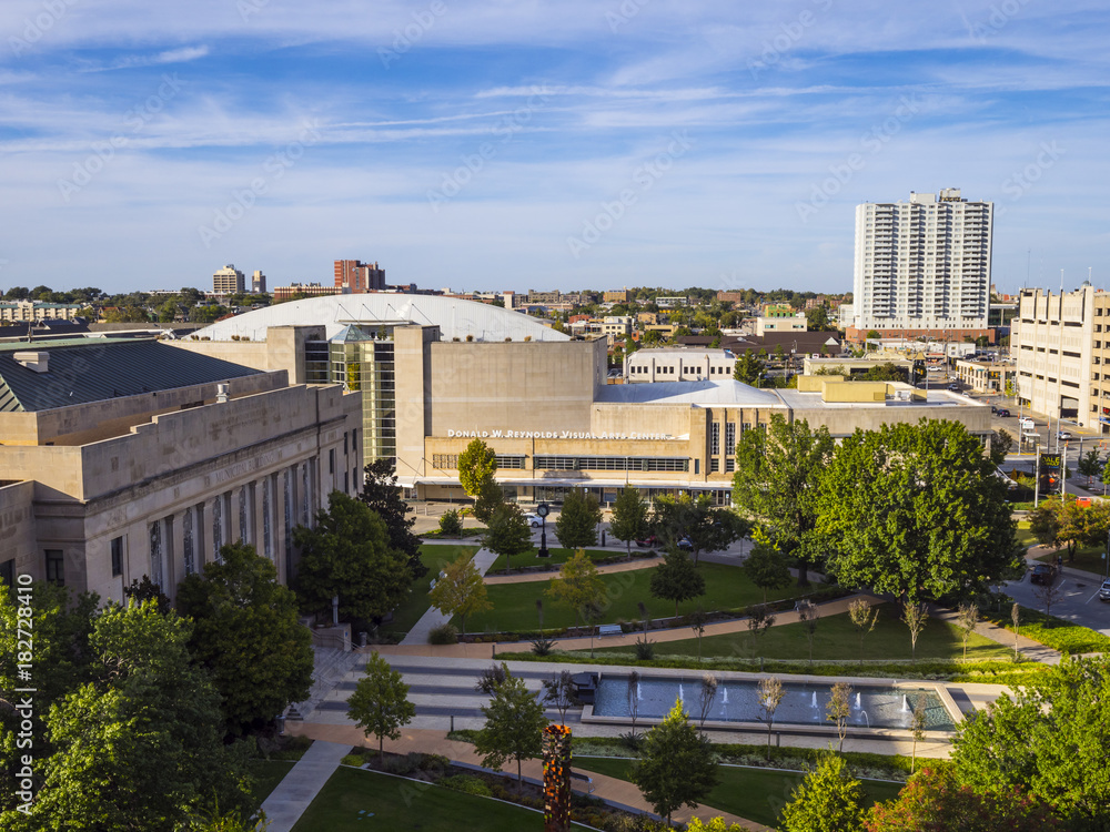 Aerial view over visual arts center in Oklahoma City