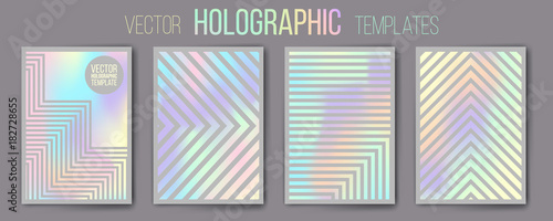 Set of vector holographic gradient templates - shiny and mat. Empty blank templates for cover, presentation, brochure or background. Easy to modify, resize. Made using full vector gradient mesh tool