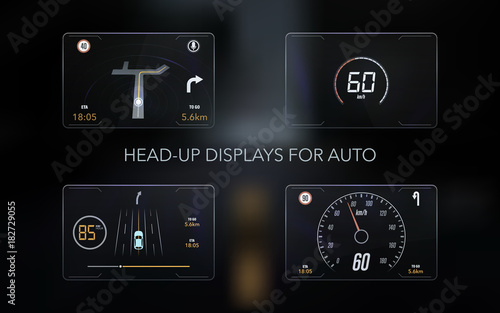 Modern head up display and elements for it. HUD interface. Vector Illustration.