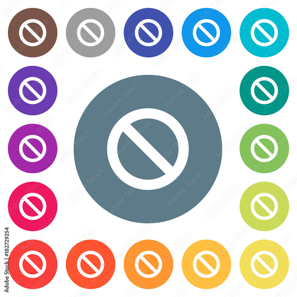 Blocked flat white icons on round color backgrounds Blocked flat white icons on round color backgrounds