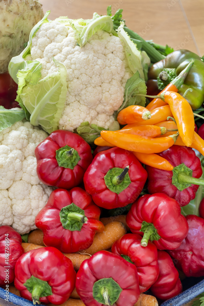 autumn vegetables ,carrots, cauliflower ,bell peppers and celery autumn vegetables ,carrots, cauliflower ,bell peppers and celery