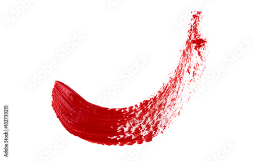 Red Abstract stroke with acrylic paint brush on white background 