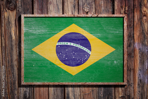 Wooden Brazil flag