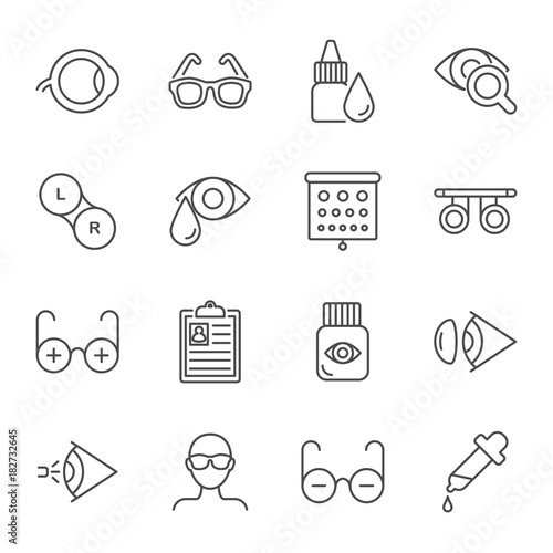 Ophthalmology vector icons set