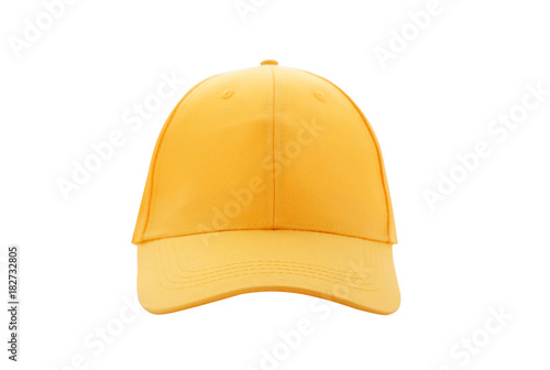 Baseball cap yellow templates, front views isolated on white background