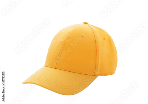 Baseball cap yellow templates, front views isolated on white background