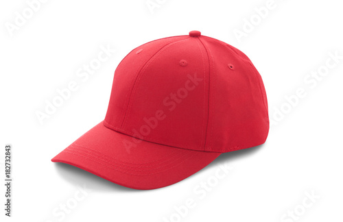 Baseball cap red templates, front views isolated on white background