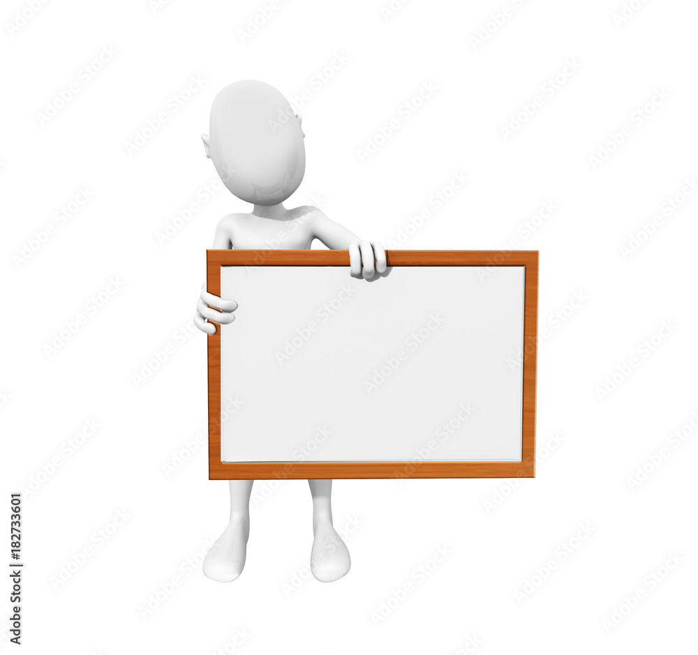 3d man with empty board Isolated on white background.3d rendering 3d man with empty board Isolated on white background.3d rendering
