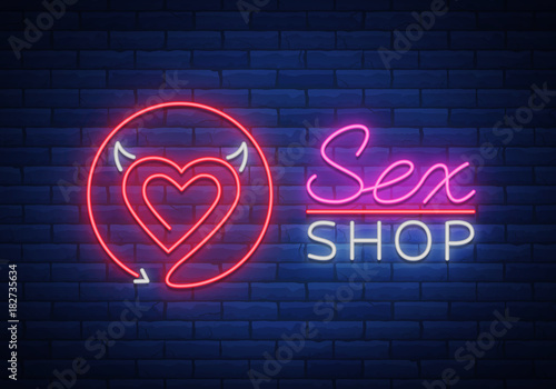 Sex Pattern Logo, Sexy xxx concept for adults in neon style. Neon sign, design element, storage, prints, facades, window signs, digital projects. Intimate store. Bright night sign advertising. Vector
