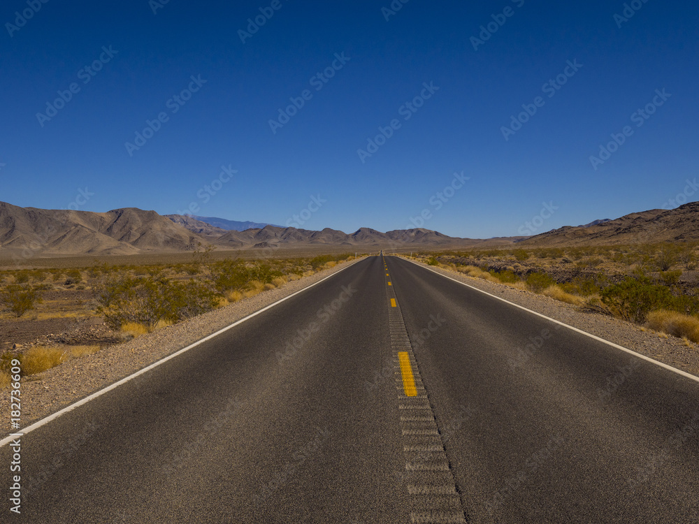 Empty street in the desert of Nevada