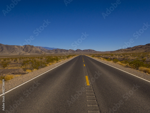 Empty street in the desert of Nevada