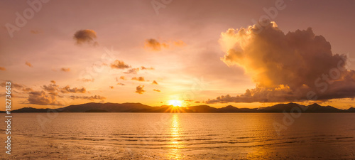 panoramic Landscape of paradise tropical island beach, sunrise shot © morkdam