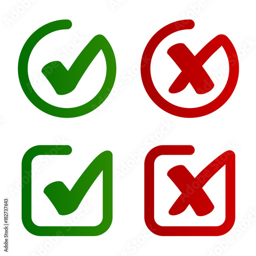 check mark approved rejected symbol vector