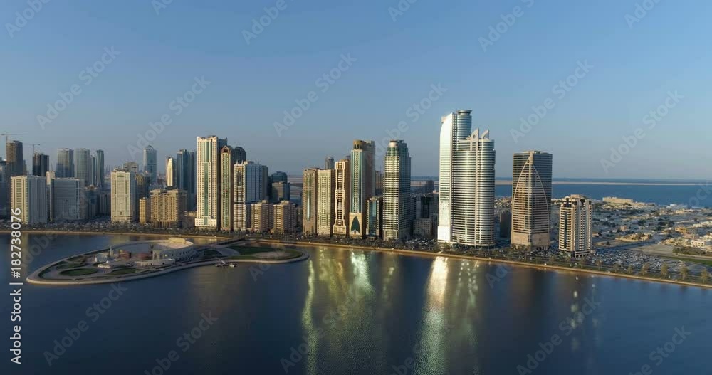 Panorama of the city of Sharjah. United Arab Emirates. Zoom out. Panorama of the city of Sharjah. United Arab Emirates. Zoom out.