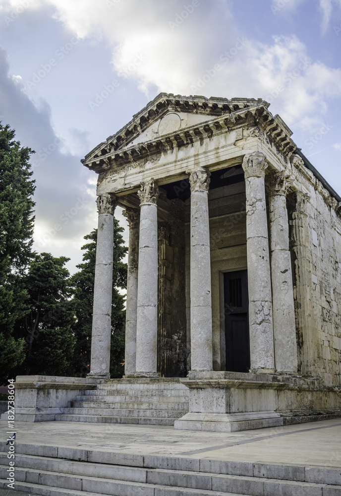 The temple of Augustus in the city of Pula, Croatia