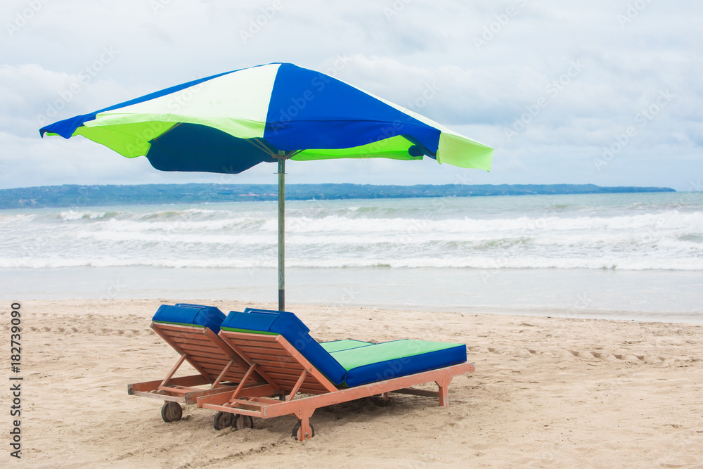 summer beach sun chairs lounger sunbed near perfect tropical sea summer beach sun chairs lounger sunbed near perfect tropical sea