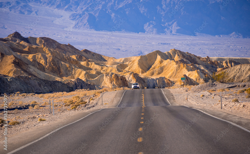 Beautiful road through the Death Valley National Park in California