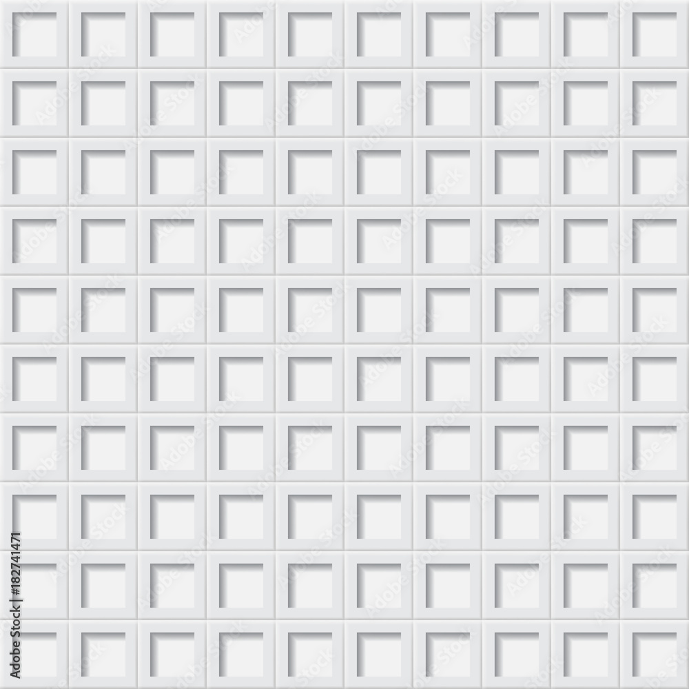 Abstract background or seamless pattern of tiles with square holes in white colors Abstract background or seamless pattern of tiles with square holes in white colors