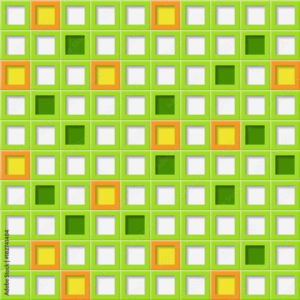 Abstract background or seamless pattern of tiles with square holes in green colors Abstract background or seamless pattern of tiles with square holes in green colors